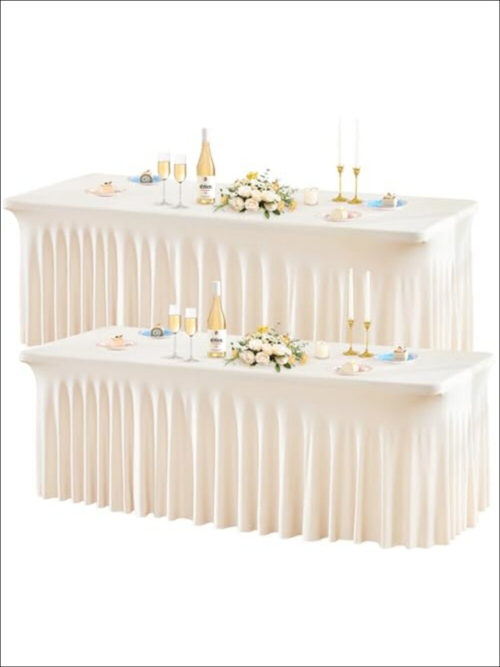 2 Pack Spandex Fitted Tablecloths for 6FT Rectangular Tables Wrinkle Free